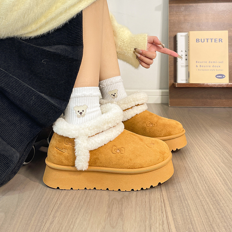 回力蝴蝶结加绒雪地靴女冬季新款