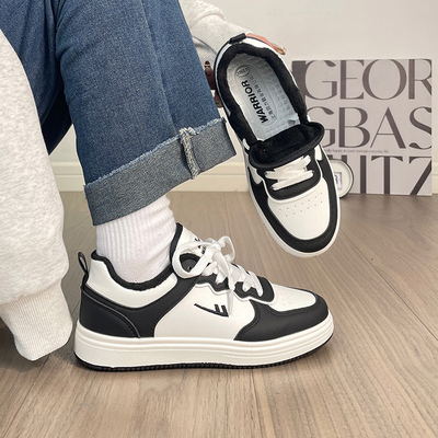 回力黑白厚底加绒板鞋情侣鞋