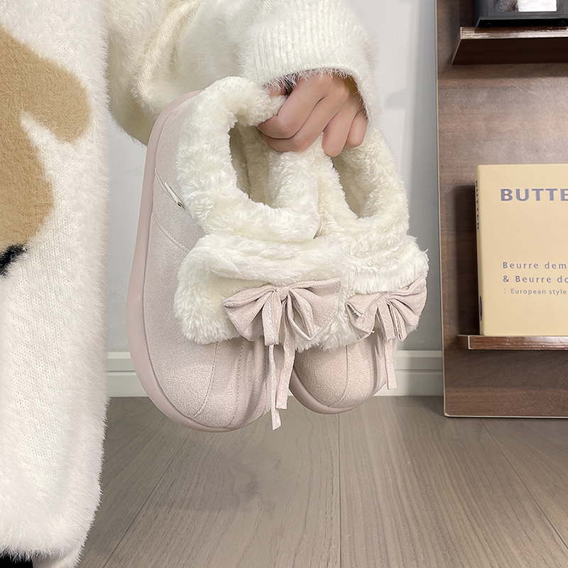 回力蝴蝶结雪地靴女加绒保暖