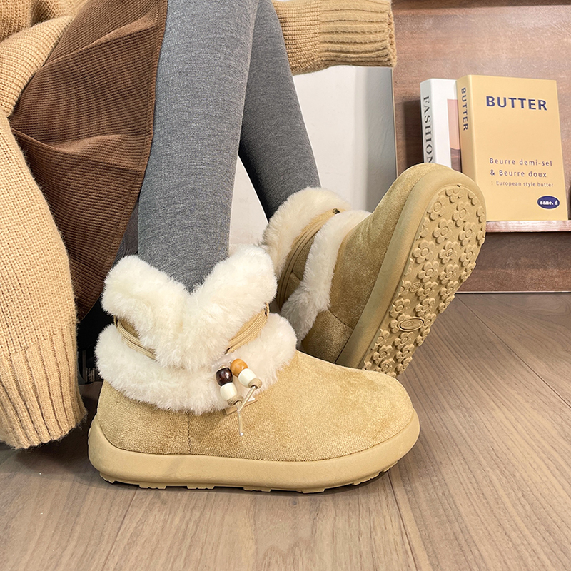 回力厚底翻边雪地靴冬季新款