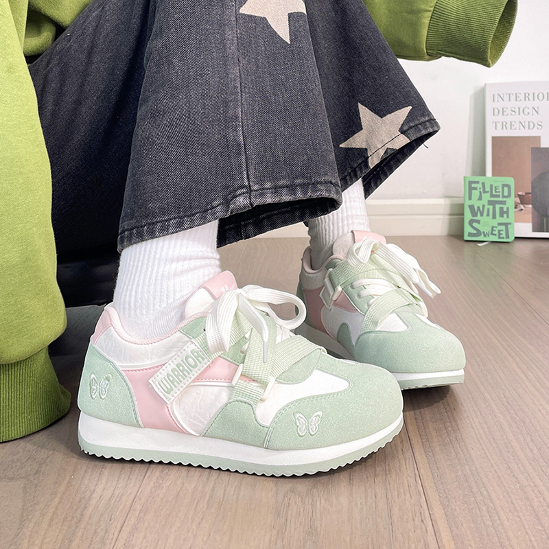 回力拼色小众设计感蝴蝶德训鞋