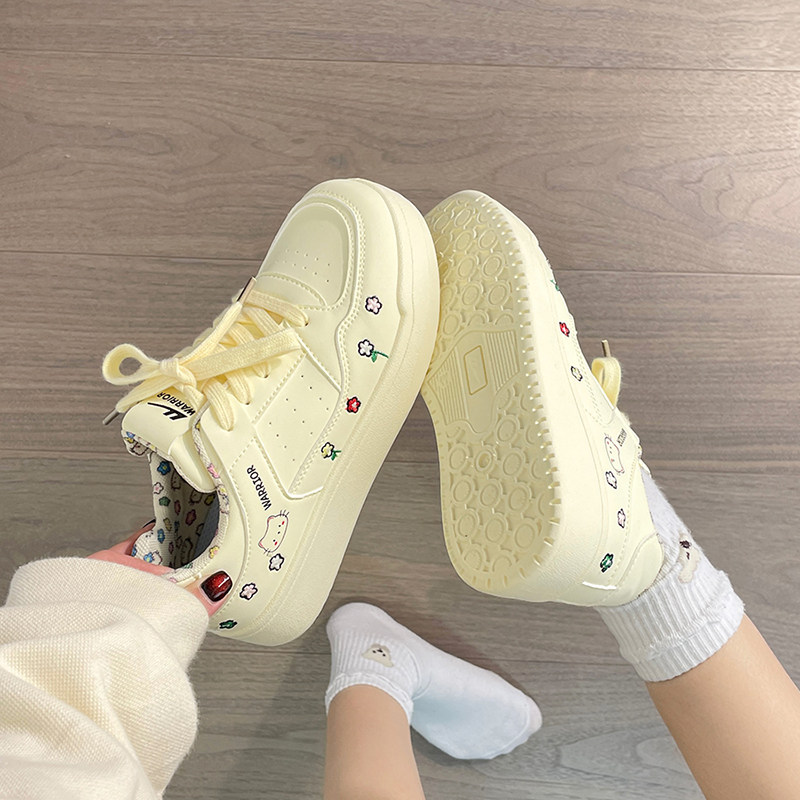 回力奶黄卡通板鞋女2025新款厚底小白鞋chic百搭休闲鞋子面包鞋潮,女鞋,休闲板鞋,淘宝优惠券,粉丝福利购,淘宝优惠卷