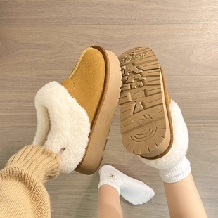 回力加绒厚底雪地靴女2025冬季 加厚保暖毛毛外穿一脚蹬棉靴子 新款