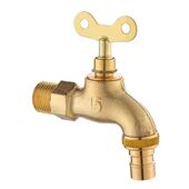 4分铜本色带锁水龙头户外家用洗车防盗钥匙拖把池洗衣机龙头