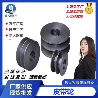 源头皮带轮电机轮B型双槽皮带轮铸铁三角皮带轮飞轮16-120mm
