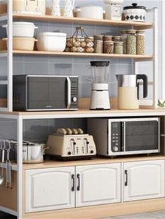 新厨房置物架家用落地多层微波炉收纳架菜篮调味料架储物柜置物促