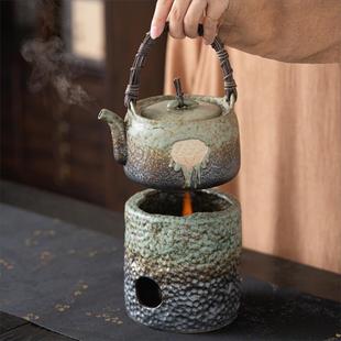酒精 火上煮茶壶岩生窑变提梁壶围炉煮茶整套茶壶家用粗陶茶具套装