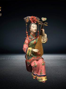 石湾公仔陶瓷工艺品创意仕女摆件手工简约客厅电视柜装饰大师精品