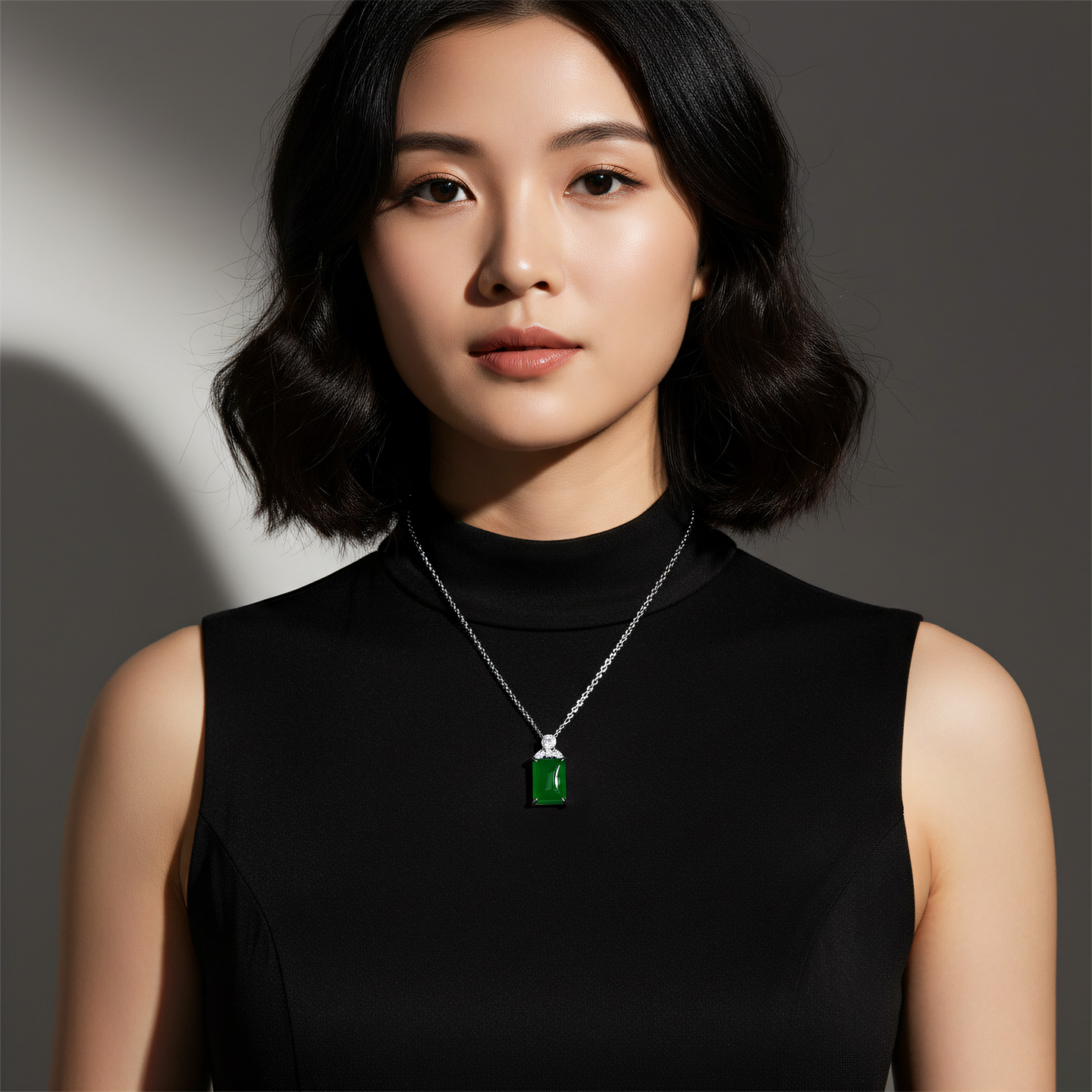 AILEQ天然玉石玉髓玛瑙阳绿小无事牌吊坠轻奢女媲美翡翠百搭项链