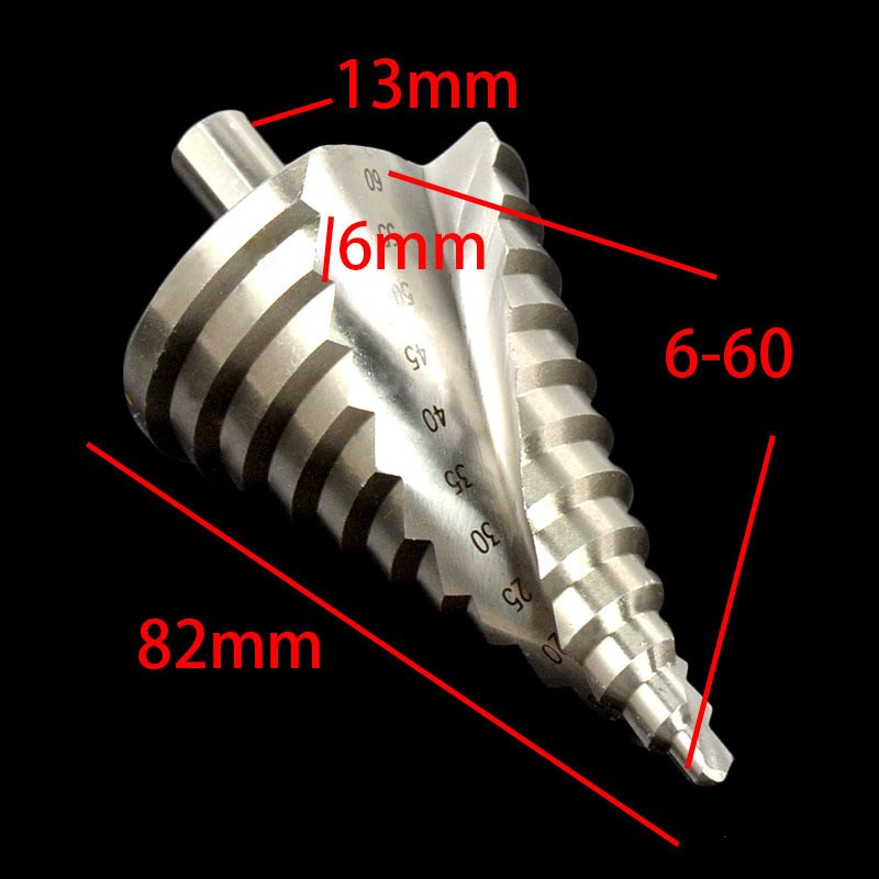 宝塔钻头6-60mm大o尺寸开孔器高速钢螺旋槽阶梯钻圆孔工业麻花钻