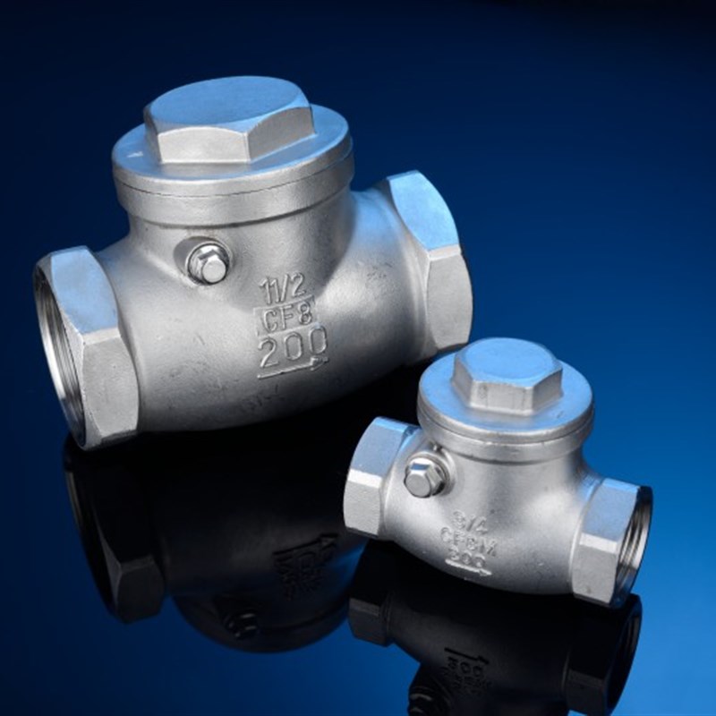 304不锈钢丝扣止回阀 H14W-16P内螺纹卧式摇摆式单向阀DN15 20 25