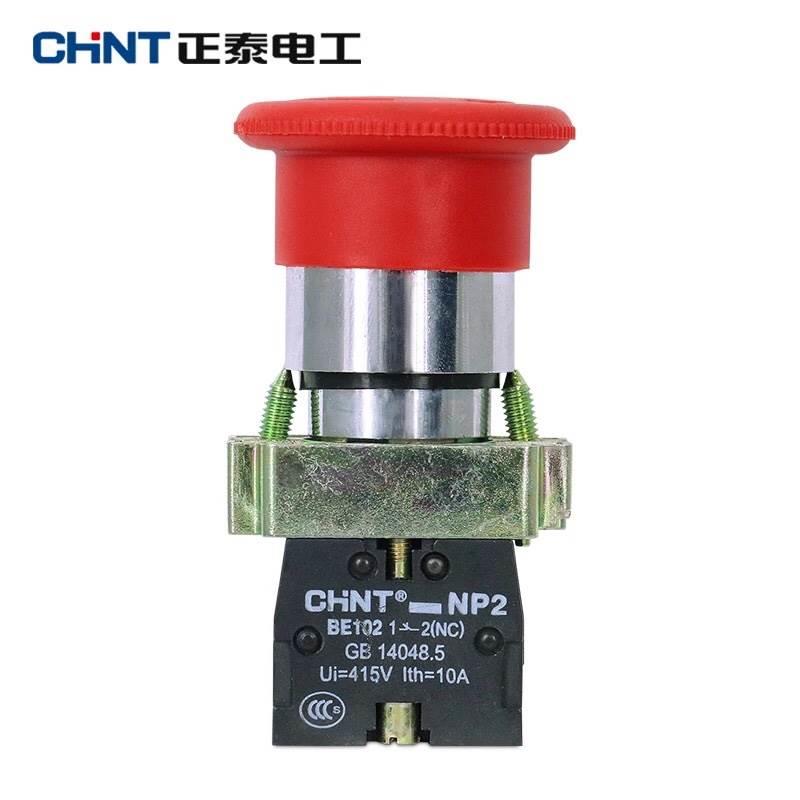正泰急停按钮开关NP2-BS542 NP2-BE102 1常闭22mm蘑菇头急停开关*
