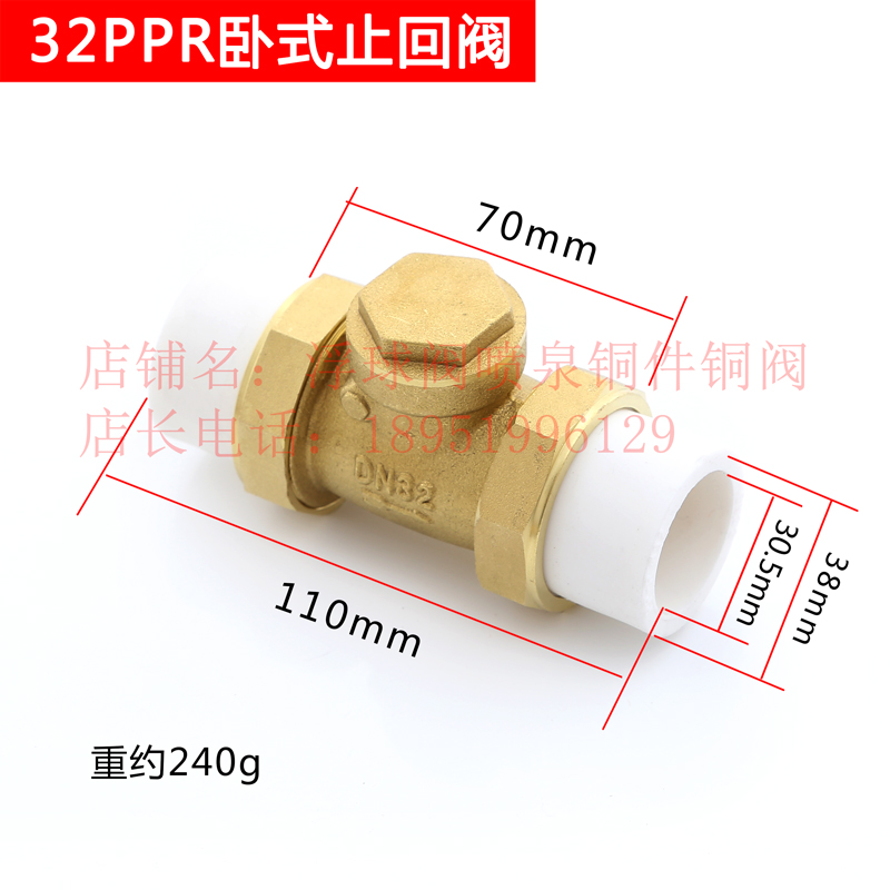 全铜PPR止回阀PE单向阀立式4 6分卧式水表水管逆止阀20 25 32