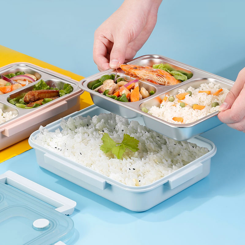 直供304少儿午餐盒不锈钢分格保温饭盒不锈钢餐具密封盒