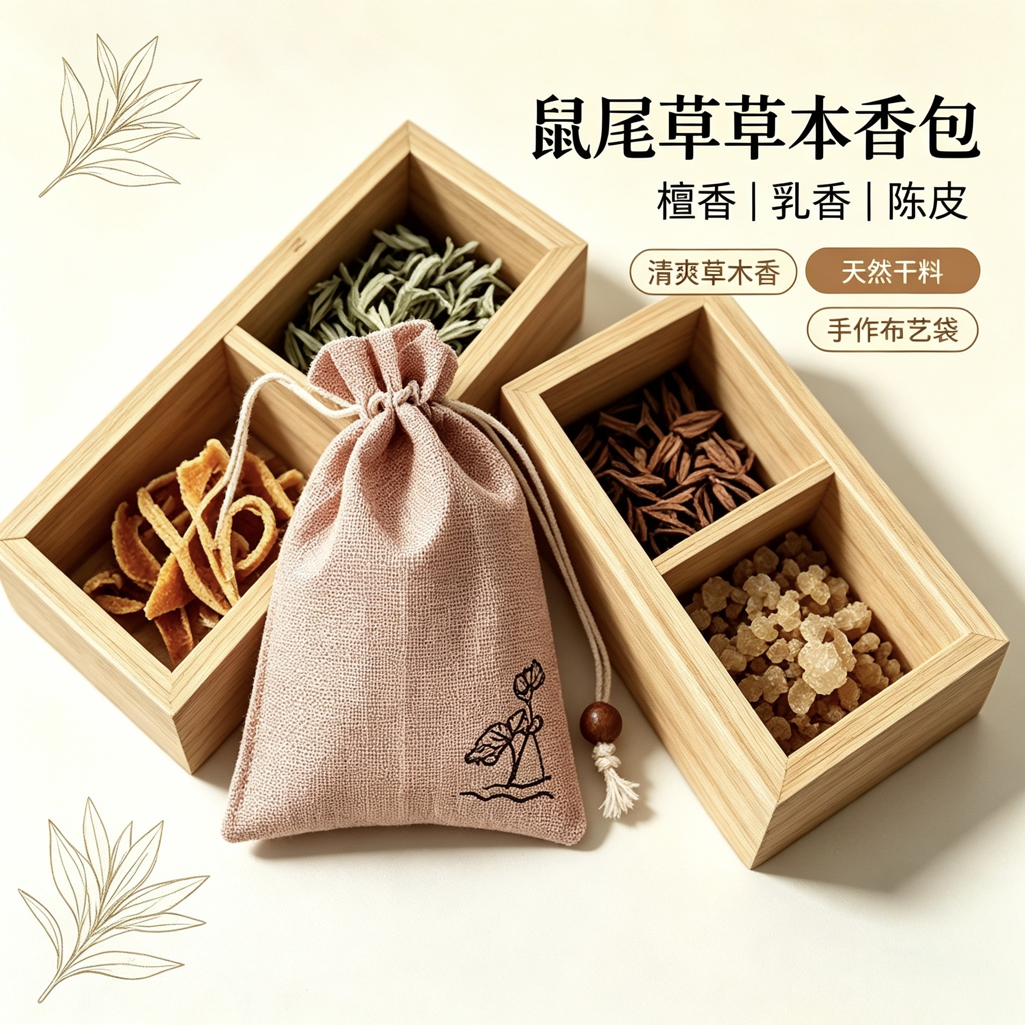 鼠尾草香包天然草本香囊衣柜车载去味祛味房间香包净化空气香薰