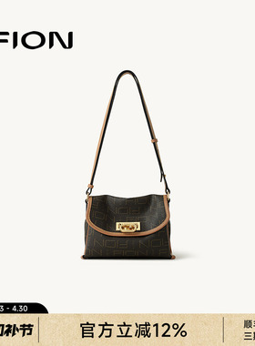 FION菲安妮奥莱女包夏新款老花方形包高级感小方包通勤单肩斜挎包