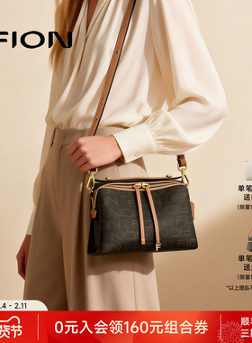 Fion/菲安妮女包老花小方包新款通勤手提单肩斜挎包高级感枕头包
