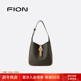 Fion 老花托特包大容量包包女通勤大包复古小众单肩包 菲安妮经典