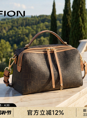 FION菲安妮女包老花吐司包新款小方包手提单肩斜挎高级感枕头包