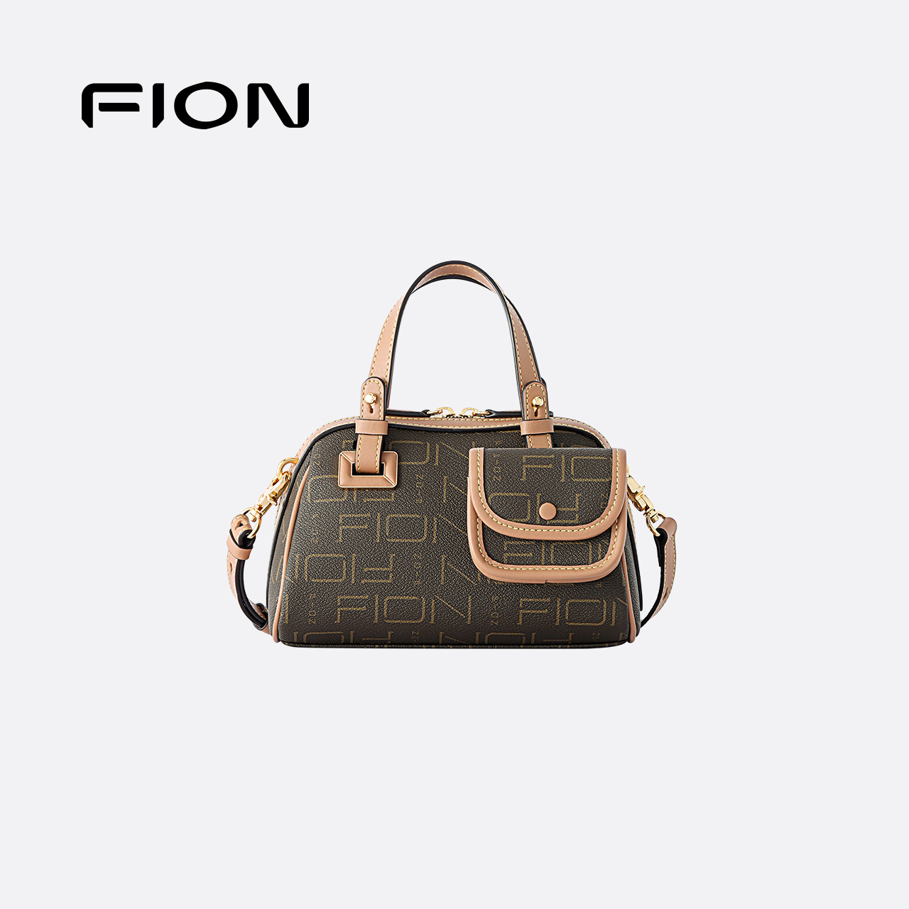 Fion/菲安妮斜挎老花波士顿包