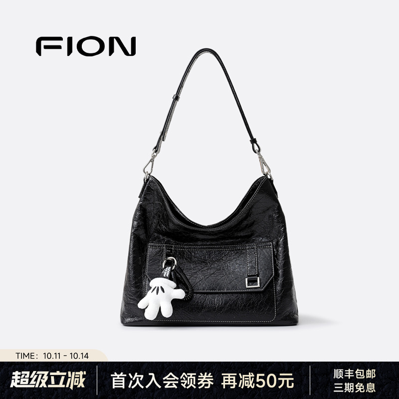 Fion/菲安妮迪士尼米奇联名2025新款大容量单肩斜挎真皮托特包女