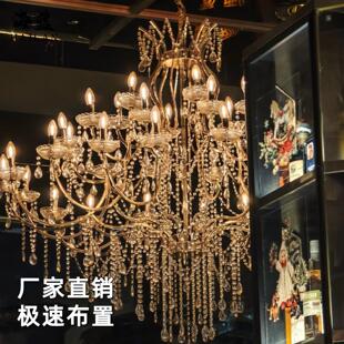 新款礼堂水吊灯现代简约装ZOW婚庆吊顶铁艺电镀晶装饰灯布置饰灯