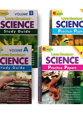 新加坡科学 生物 物理 化学 中学学习指南测试卷Casco Science Study Guide  Practice Paper 7和8年级教辅练习册英文原版备考SM1