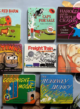 英文原版绘本 8本获奖书 包含阿罗有支彩色笔 THE RUNAWAY BUNNY GOODNIGHT MOON Freight Train Caps For Sale Big Red Barn