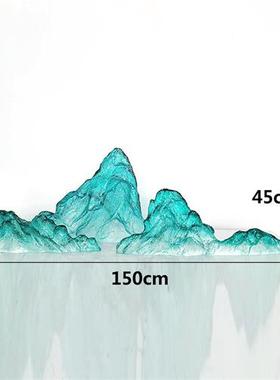 透明树脂假山金箔摆件会所售楼处别墅桌面装饰软装山形雕塑装饰品