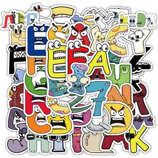 120张英文字母传说贴纸ins风可爱趣味字母小表情儿童益智贴画自粘