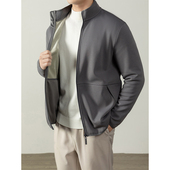 新款 横纹肌理羊羔绒拉链外套男士 加厚秋冬季 保暖休闲商务通勤立领