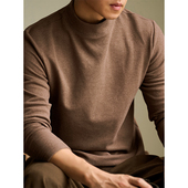 羊毛蚕丝半高领双面绒打底衫 男士 加绒加厚秋冬内搭自发热保暖上衣