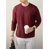 长袖 秋冬季 2025新款 柔滑糯莫代尔T恤男士 圆领休闲基础百搭打底衫