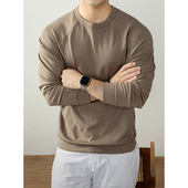 T恤男秋冬季 2025新款 休闲亲肤插肩袖 莫代尔云感棉长袖 打底衫 卫衣