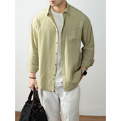 衬衫 男士 薄秋季 100%莱赛尔凉感长袖 2025新款 口袋宽松休闲慵懒外套