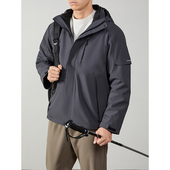 防风防水零感高弹加绒男士 外套秋冬可拆卸拉链贴袋户外运动冲锋衣