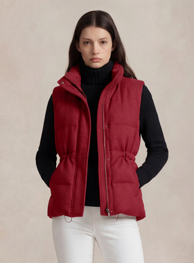 VER TOW【星辰骑士】暗红色收腰白鹅绒马甲 女士修身休闲羽绒马夹
