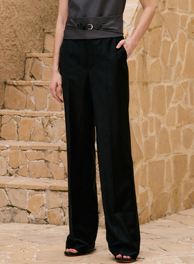 VER TOW高级感时尚通勤百搭2025春季新款通勤女黑色羊毛直筒裤