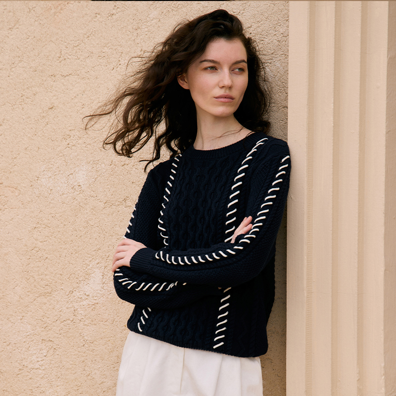 VERTOW手工钩针镂空全棉针织衫