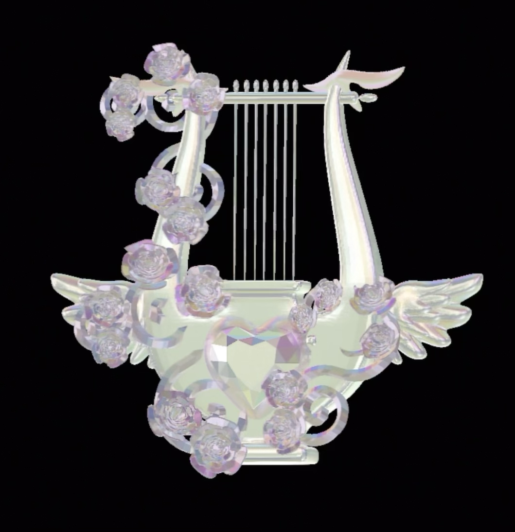 天使玫瑰竖琴3D建模赛博翅膀闪亮发光渲染素材立体三维图纸stl