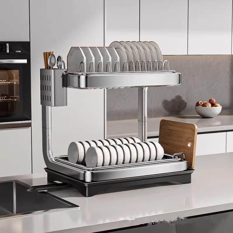 碗架碗碟收纳架双层厨房置物架多功能沥水篮台面放碗筷碗盘沥水架