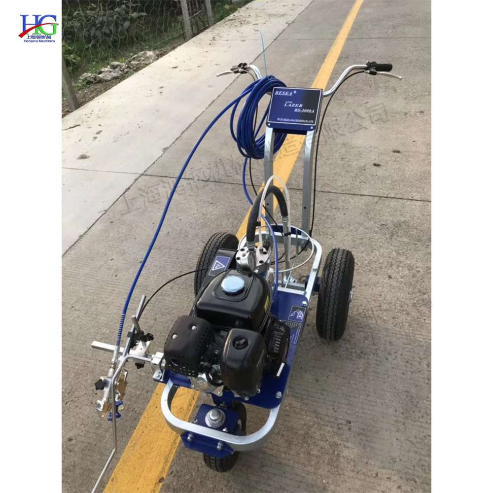 手推式马路冷喷划线机 小区停车位汽油标线机 小型人行横道画线机