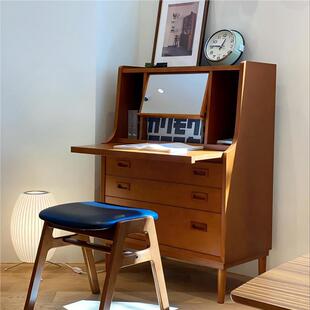 中古柜秘书柜实木收纳柜复古卧室梳妆台斗柜一体简约写字台电脑桌
