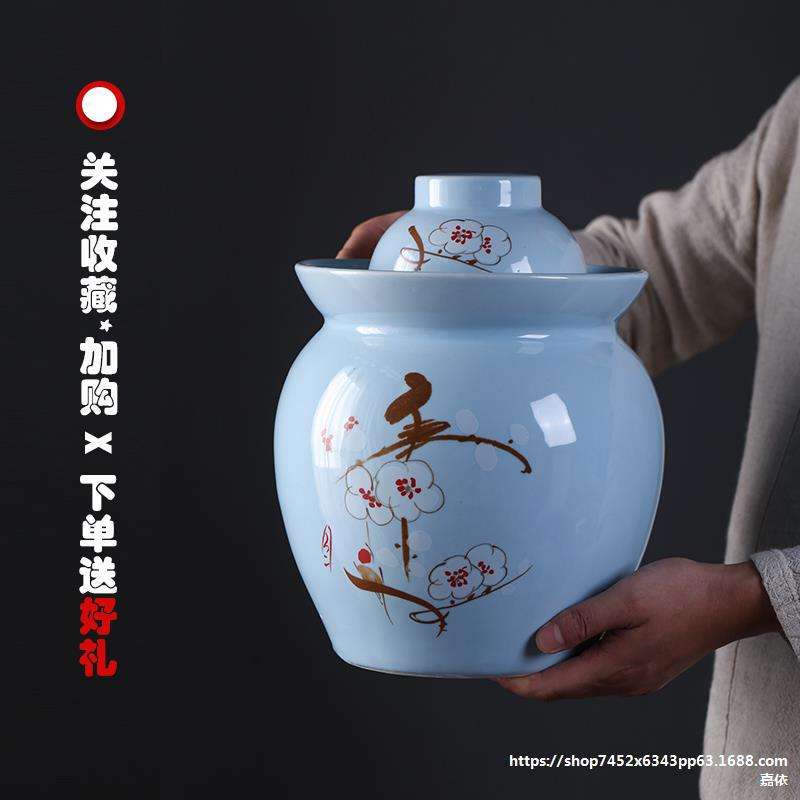 泡菜坛子陶瓷家用咸菜腌菜杂粮小泡菜坛景德镇储物密封罐泡菜