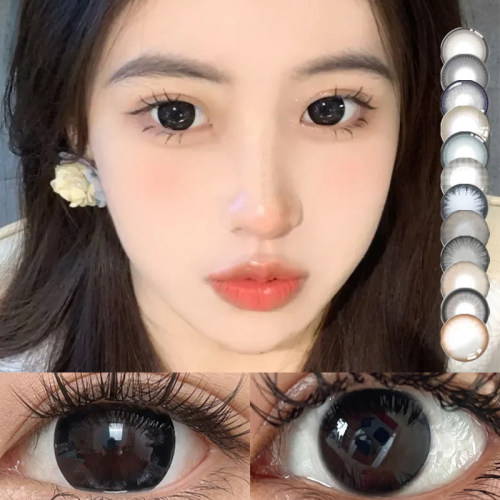 美瞳1500度高度数彩色隐形眼镜2片年抛近视眼镜经镜片大美目黑LE
