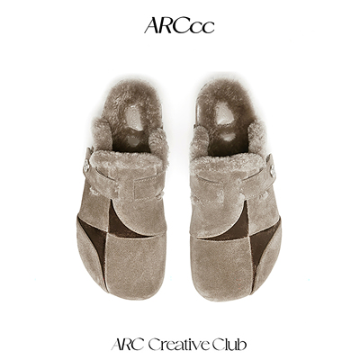 ARCcc Quadrant Q01P 象限加绒勃肯鞋 真皮保暖毛毛包头拖鞋冬季