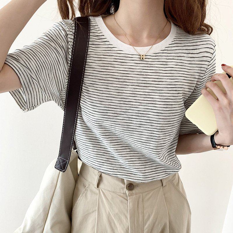 夏季日韩新款细横条纹t恤女复古宽松撞色女上衣薄款,孕妇装/孕产妇用品/营养,哺乳衣/月子服,淘宝优惠券,粉丝福利购,淘宝优惠卷