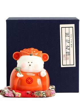 新中式创意财神陶瓷摆件家居饰品喜庆可爱桌面工艺品开业送礼