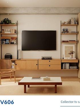 Jugar杆架[吉纳电视柜]V606客厅挂电视背景墙悬挂柜一体化全墙