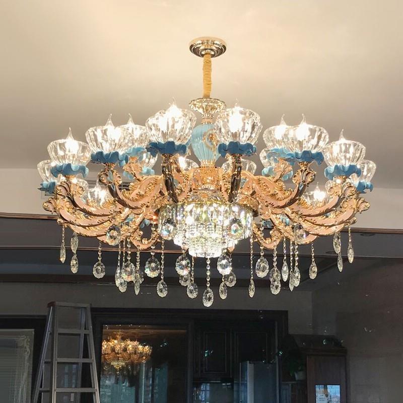 欧式吊灯客厅灯2025年新款现代简约轻奢水晶灯复式楼别墅家用灯具